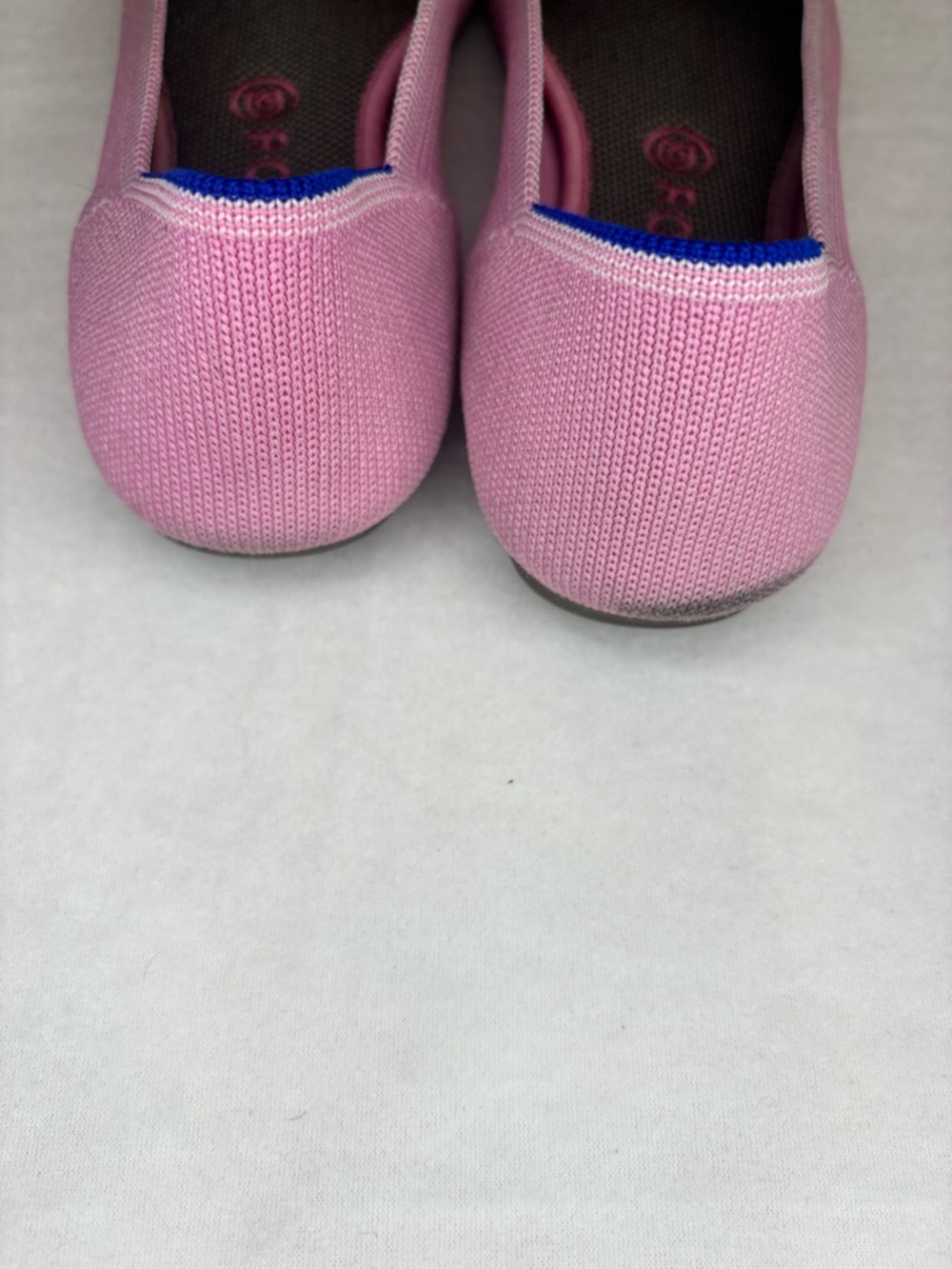 Rothy's Pink Knit Ballet Flats with Blue Trim - Picture 7 of 10
